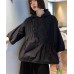 Unique Black hooded Cinched Half Sleeve Top