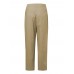 Women Solid Color Pleated Cotton Casual Cropped Pants With Pocket