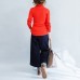 orange solid high neck pullover casual loose knitted sweaters warm 2021