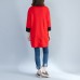 autumn new red casual cotton knit tops plus size o neck pullover