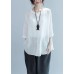White Button Loose Casual Fall Blouses Three Quarter Sleeve