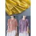 Vintage Yellow Solid Stand Collar Asymmetrical Design Shirt Top Half Sleeve